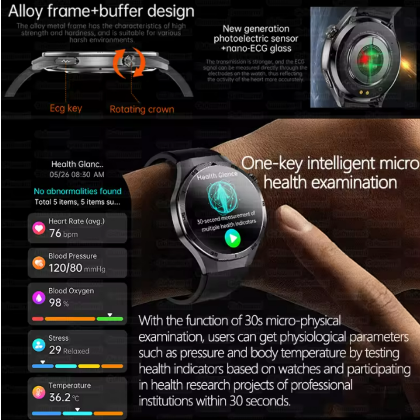 Blood Glucose Smart Watch WIth ECG | BP & More