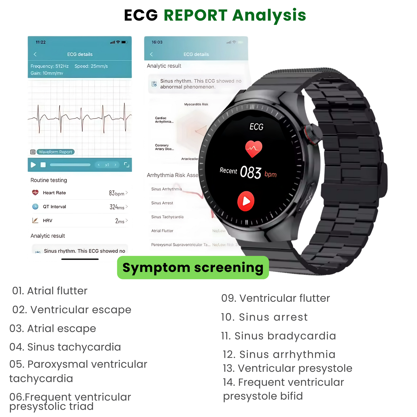 Blood Glucose Smart Watch With ECG | BP & More